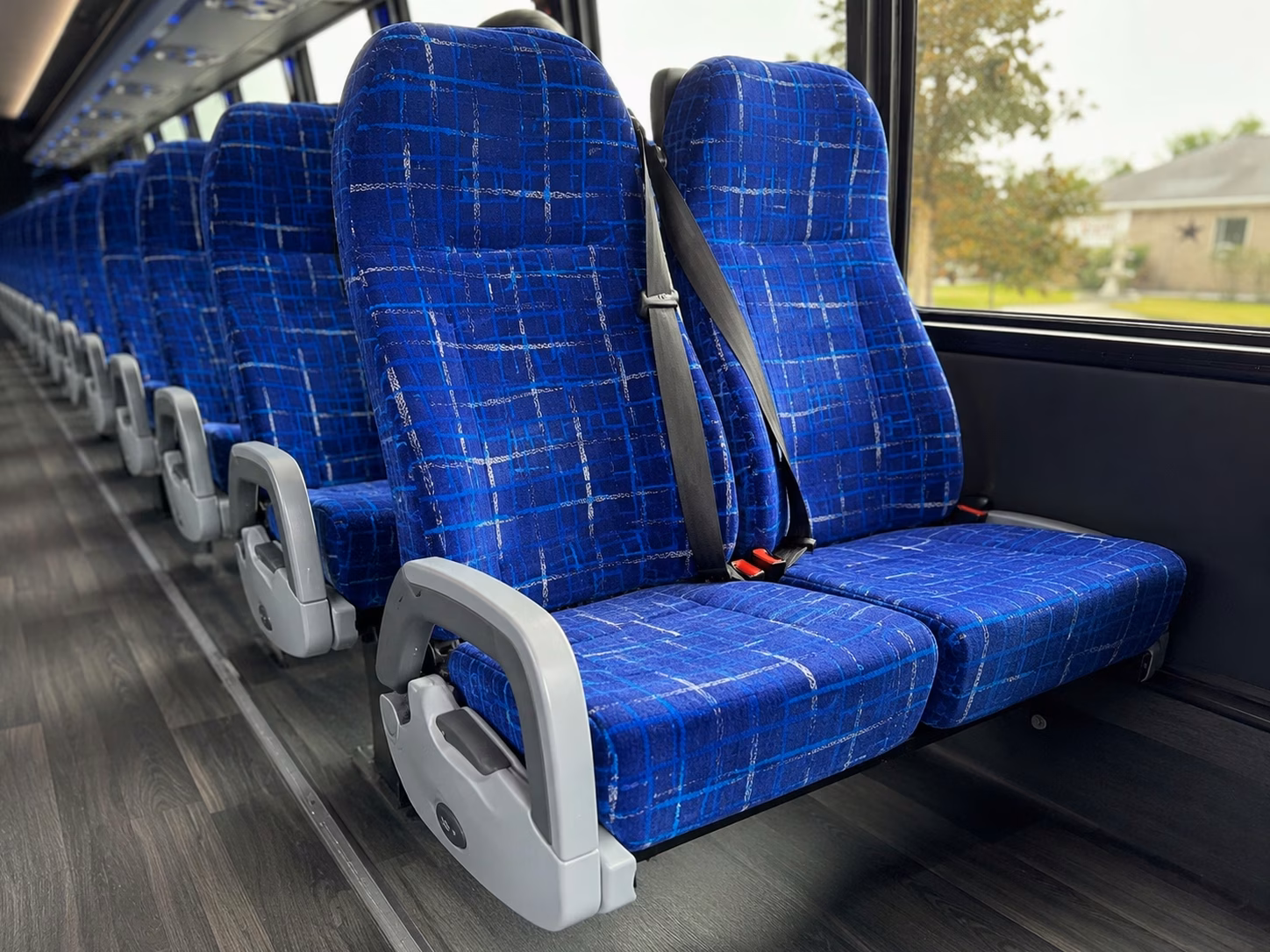 corona charter bus rental interior