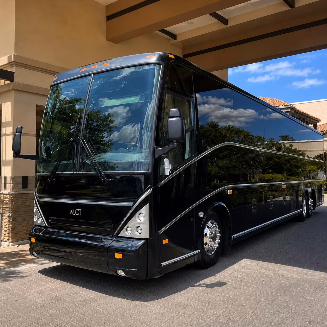 corona wedding shuttle buses for guests and bridal parties
