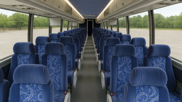 corona 50 passenger charter bus inside