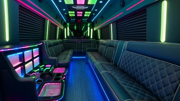 party bus rental interior corona